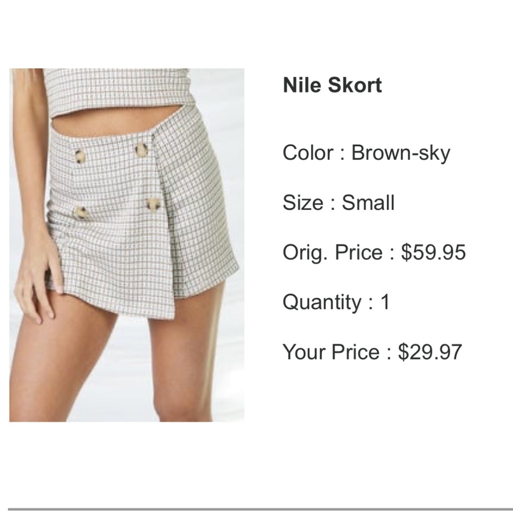 Three piece skort set